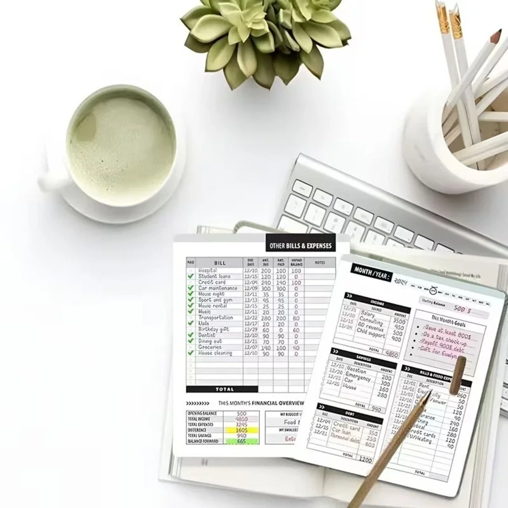 Set of 2 Monthly Bill Payment Checklist: Bill Tracker Notebook, The 4-Year Guide